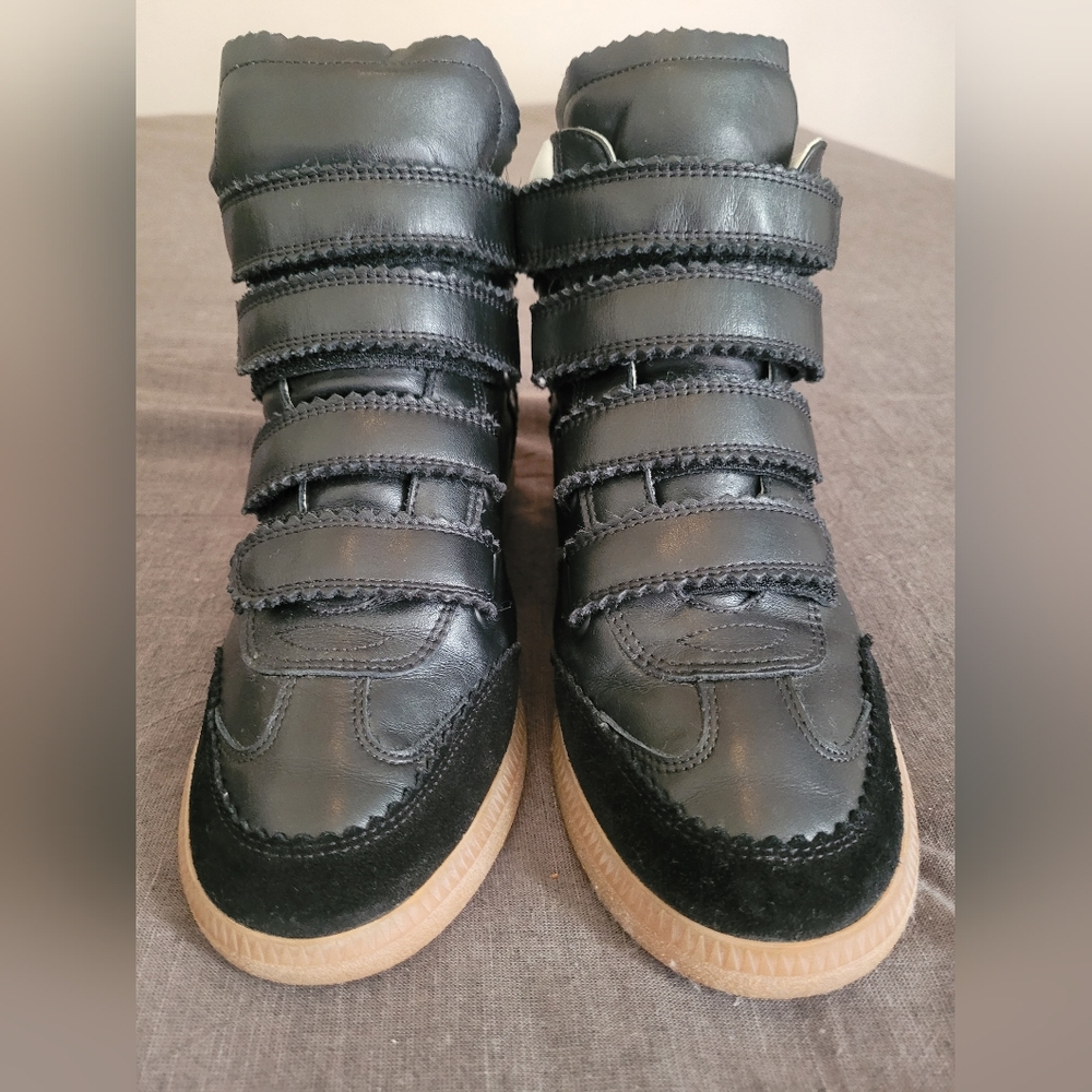 Isabel Marant Black High-Top Sneakers with Velcro Straps